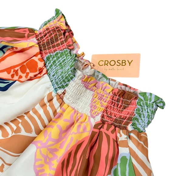 CROSBY by Mollie Burch Camden Flowy Pull On Coordinating Shorts XS Shell Print - Picture 5 of 13